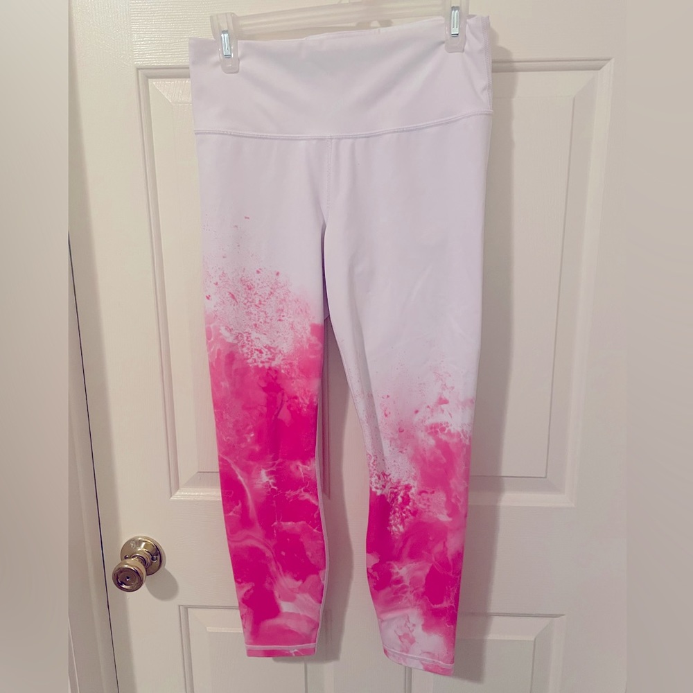 Medium White and Pink Splash Athleta Leggings- GORGEOUS!!!